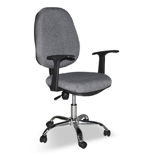 Sedia da Ufficio in Tessuto Grigio con Base Cromata