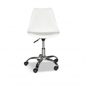 Sedia da Ufficio in Plastica Bianco e Base Cromata 2