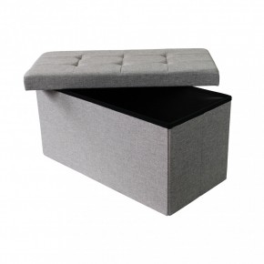 Pouf Contenitore Poggiapiedi in Stoffa Grigio Rettangolare 76x38 cm 2