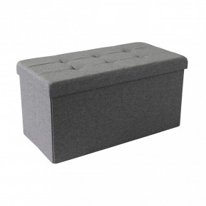 Pouf Contenitore Rettangolare in Stoffa Grigio Scuro 76x38 cm 2
