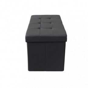 Pouf Contenitore Rettangolare in Stoffa Nero 76x38 cm 2