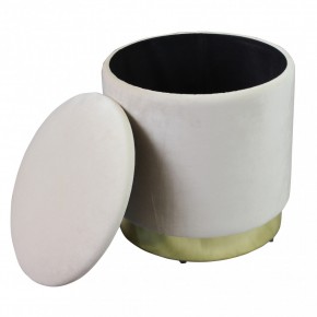 Pouf Poggiapiedi Rotondo in Velluto Beige base oro 2