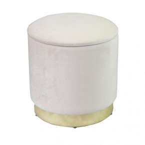 Pouf Poggiapiedi Rotondo in Velluto Beige base oro