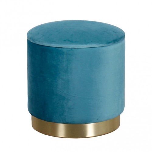 Pouf Poggiapiedi Rotondo da Salotto in Velluto Verde base oro