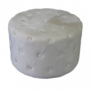 Pouf Poggiapiedi Rotondo in Velluto Beige 67 x 41 cm 2