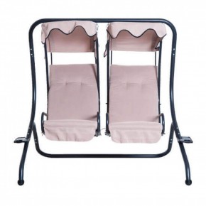 Dondolo Cicladi da Giardino 2 Posti Nero/Beige con Cuscini 202 x 114 x 169 h 2