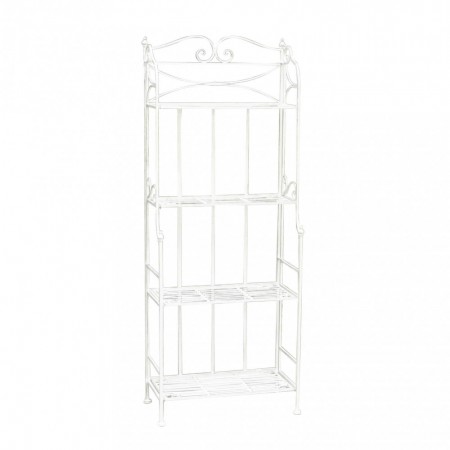 Scaffale Portapiante da Interno con 4 Ripiani Bianco in Metallo Antico