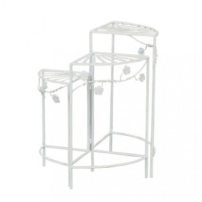 Scaffale 3 Ripiani Verniciato Bianco Fioriere Metallo Antico