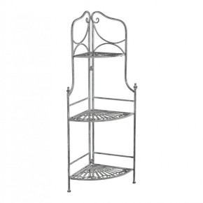 Supporto in Metallo Antico Vintage 3 Ripiani Angolare Bianco 49x35x115cm