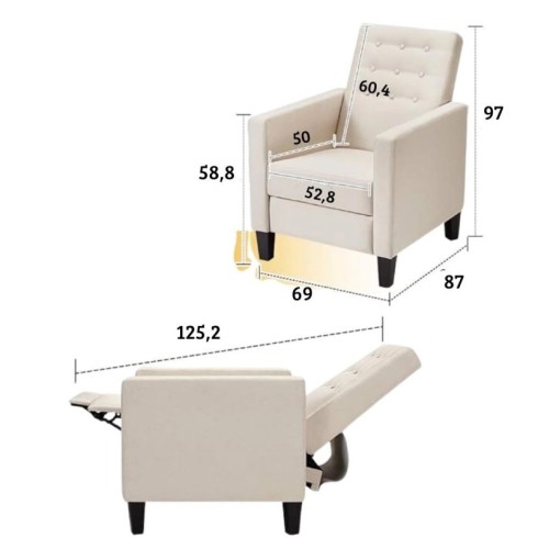 Poltrona Reclinabile Massaggiante Beige con Telecomando