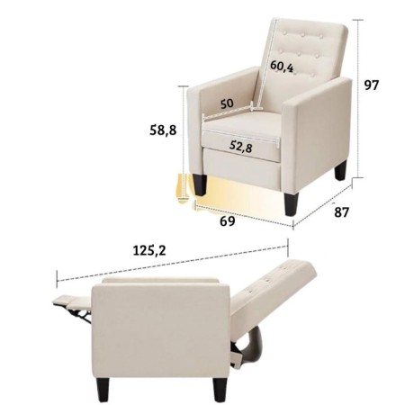 Poltrona Reclinabile Massaggiante Beige con Telecomando