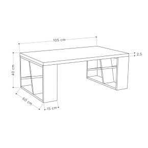 Tavolino da Salotto 105x60 cm con Ripiano bianco e gambe Tortora 2