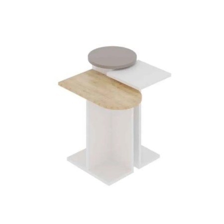 Set 3 Tavolini da Salotto Multiforma Bianco Rovere Mocha