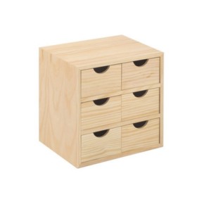 Cassettiera in Legno Mini 6 Cassetti 28X20X28 cm Multiuso