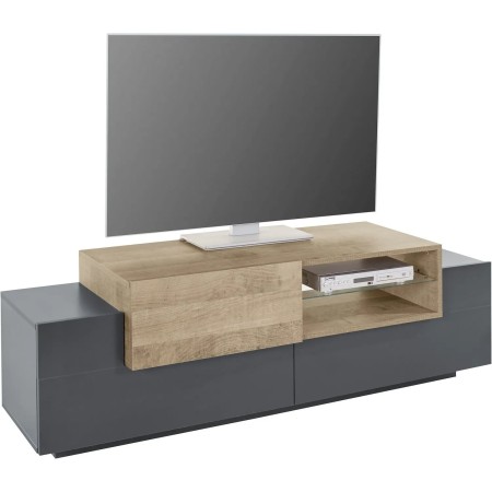 Mobile Porta TV Antracite Oak 160 cm Madia Bassa per Soggiorno