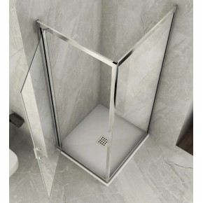 Box Doccia Angolare 1 Anta Fissa Anta Battente 2 Lati Parete Vetro 6mm Cristallo 2