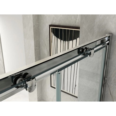 Box Doccia tre 3 Lati 6 mm 2 Ante fisse 1 Porta Scorrevole Cristallo Trasparente | BricoShop24