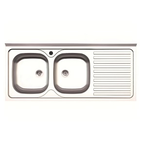 Lavandino da Cucina Appoggio 120x50 cm Lavello 2 vasche Gocciolatoio Destro