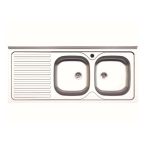 Lavello Lavandino da Cucina Appoggio 120x50 cm 2 vasche Gocciolatoio Sinistro