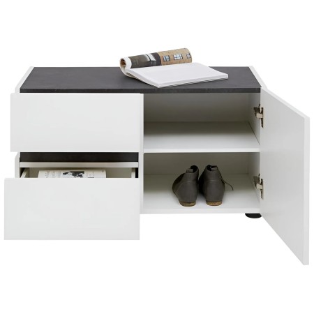 Panca Scarpiera Bianca 80x38x42 cm 1 Anta 2 Cassetti Soft Close