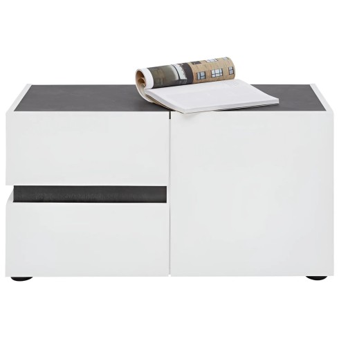 Panca Scarpiera Bianca 80x38x42 cm 1 Anta 2 Cassetti Soft Close