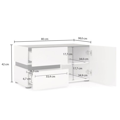 Panca Scarpiera Bianca 80x38x42 cm 1 Anta 2 Cassetti Soft Close
