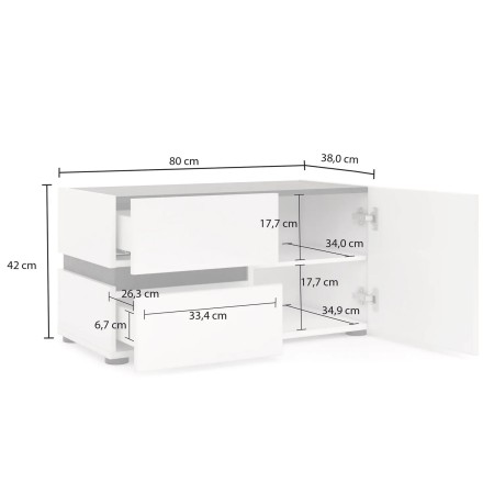 Panca Scarpiera Bianca 80x38x42 cm 1 Anta 2 Cassetti Soft Close