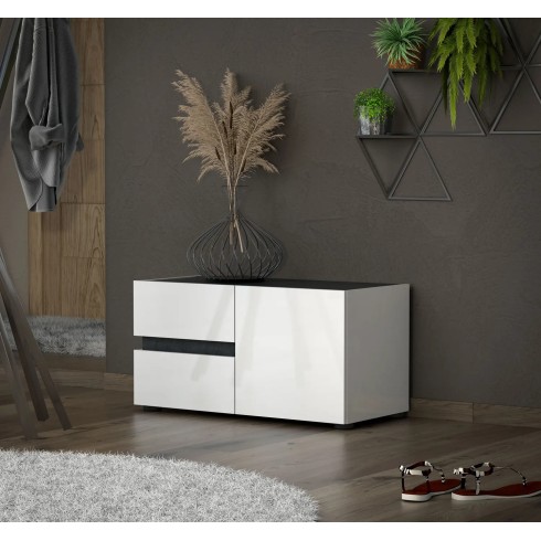 Panca Scarpiera Bianca 80x38x42 cm 1 Anta 2 Cassetti Soft Close