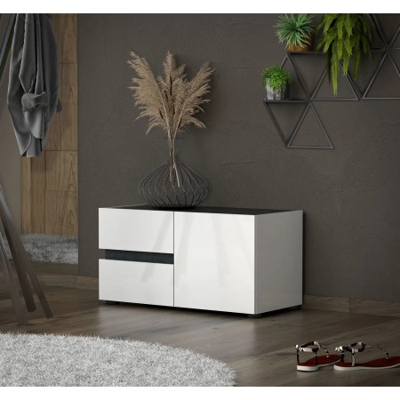 Panca Scarpiera Bianca 80x38x42 cm 1 Anta 2 Cassetti Soft Close
