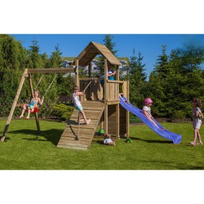 Parco Giochi in Legno con 2 Altalene Scivolo e Sabbiera 310x275x245cm 2