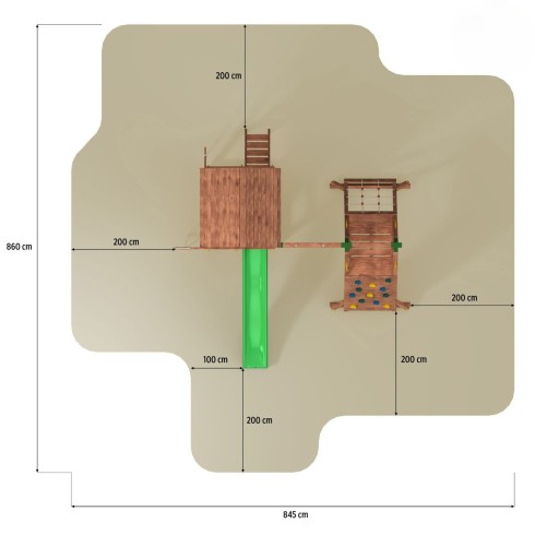 Parco Giochi in Legno Scivolo Sabbiera Corda Arrampicata 560x445x305 cm