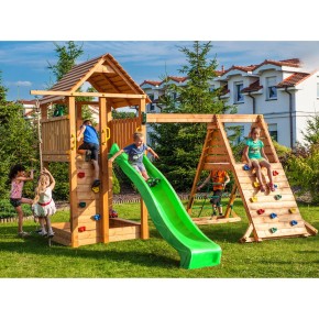 Parco Giochi in Legno con 2 Altalene Scivolo e Sabbiera 310x275x245cm 2