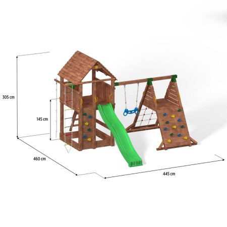 Parco Giochi in Legno Scivolo Sabbiera Corda Arrampicata 560x445x305 cm