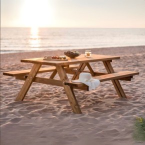 Tavolo da Pic Nic in Legno per Giardino Tavolino con Panche Incluse 2
