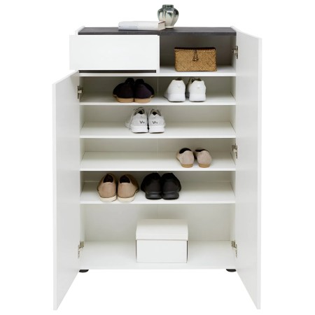 Scarpiera Bianca 80x34x115 cm 2 Ante e Cassetto Soft Close
