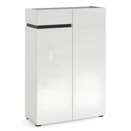 Scarpiera Bianca 80x34x115 cm 2 Ante e Cassetto Soft Close