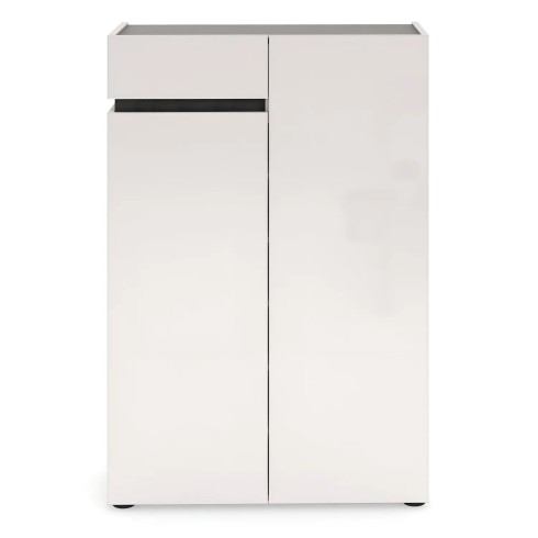 Scarpiera Bianca 80x34x115 cm 2 Ante e Cassetto Soft Close