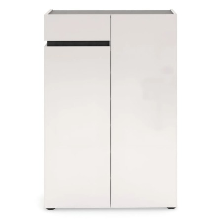 Scarpiera Bianca 80x34x115 cm 2 Ante e Cassetto Soft Close