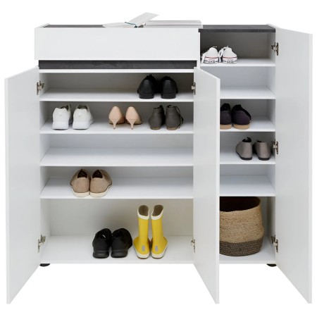 Scarpiera 3 Ante 120x34x115 cm Bianca con Cassetto Soft Close