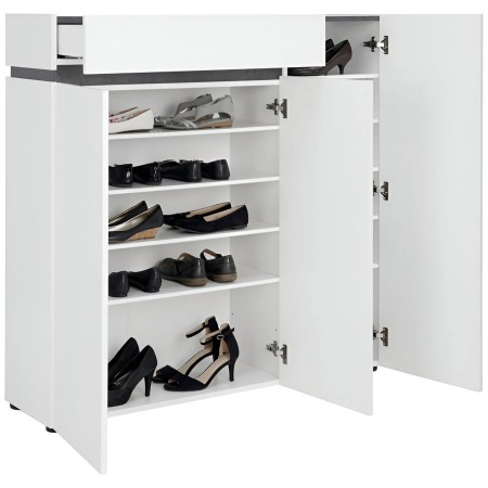 Scarpiera 3 Ante 120x34x115 cm Bianca con Cassetto Soft Close