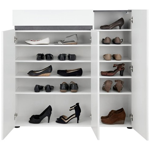 Scarpiera 3 Ante 120x34x115 cm Bianca con Cassetto Soft Close