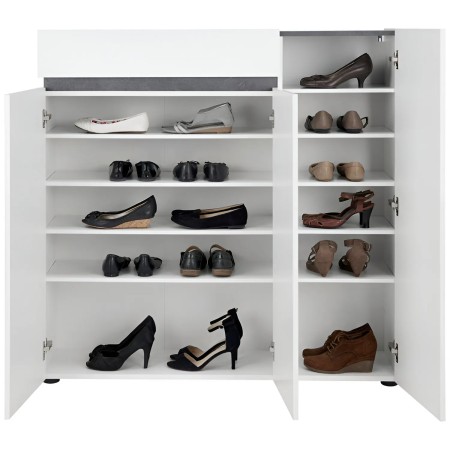 Scarpiera 3 Ante 120x34x115 cm Bianca con Cassetto Soft Close