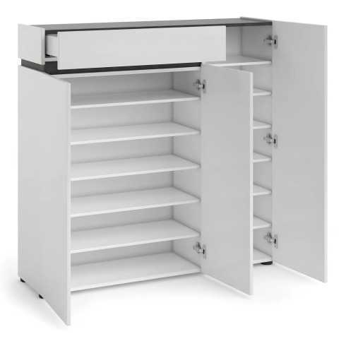 Scarpiera 3 Ante 120x34x115 cm Bianca con Cassetto Soft Close