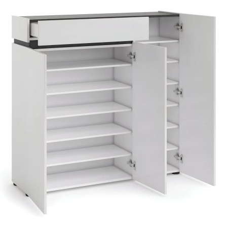 Scarpiera 3 Ante 120x34x115 cm Bianca con Cassetto Soft Close