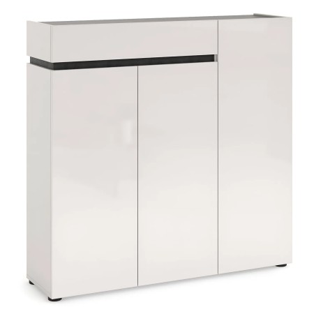 Scarpiera 3 Ante 120x34x115 cm Bianca con Cassetto Soft Close