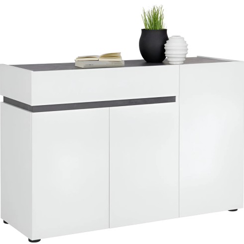 Madia Bianca 120x42x80 cm con 3 Ante e Cassetto Soft Close