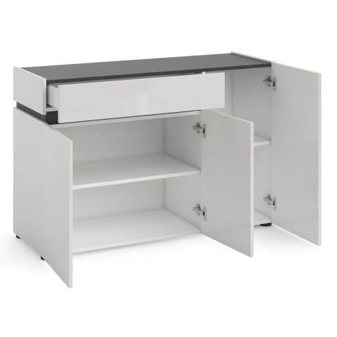 Madia Bianca 120x42x80 cm con 3 Ante e Cassetto Soft Close