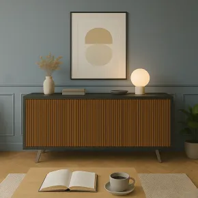 Credenza Soggiorno 3 Ante Push-Pull 177x41x74 cm Nero e Rovere 2