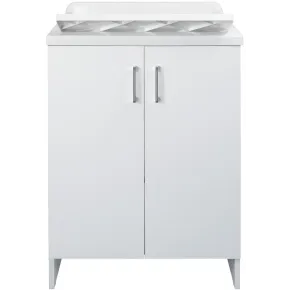 Lavatoio Bianco 2 Ante 45x50x85 cm Vasca PP e Asse in Resina
