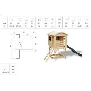 Casetta in Legno per Bambini Torretta Palafitta Scivolo Parco Giochi da Giardino 2